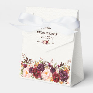 Caja Para Regalos Rústica Floral Bridal Shower Pink Marsala Favbox