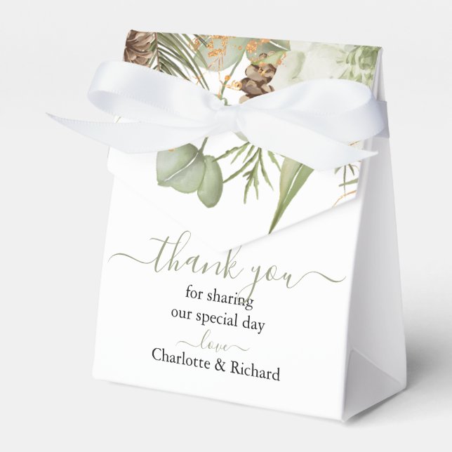 Caja Para Regalos Rústica vegetación de bosques y Boda de pinecones (Front Side)