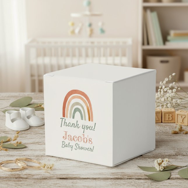 Caja Para Regalos Rústico arco iris ducha bebé gracias (Rustic rainbow baby shower thank you favor boxes.)