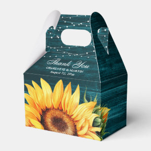 Caja Para Regalos Rústico Boda de girasol maderero Verde azulado Gra