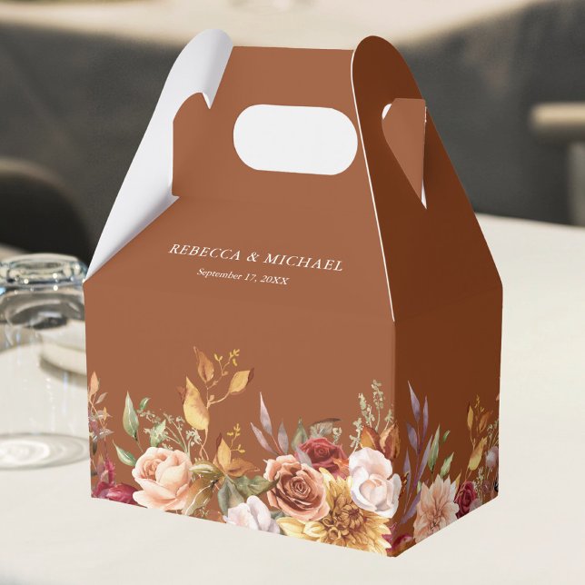 Caja Para Regalos Rústico Boda floral de Terracota Borgoña (Subido por el creador)