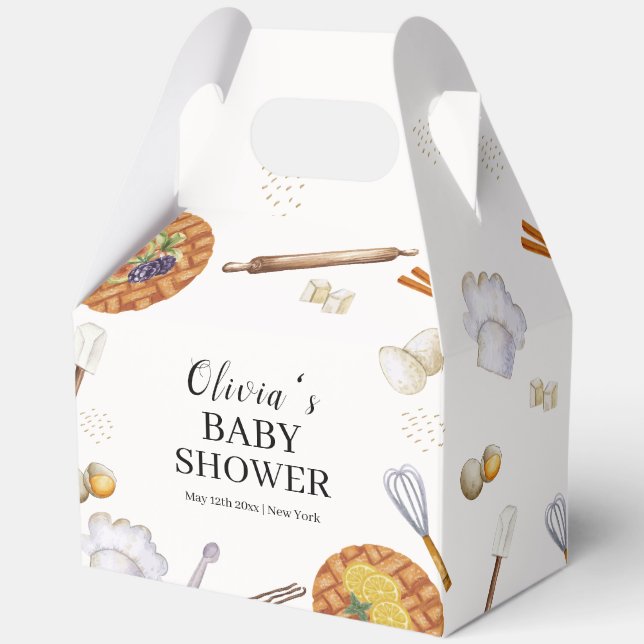Caja Para Regalos Rústico Cutie Baking Pie Baby Shower (Anverso)