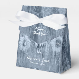 Caja Para Regalos Rústico Dusty Blue Country Sunflowers Bull Skull