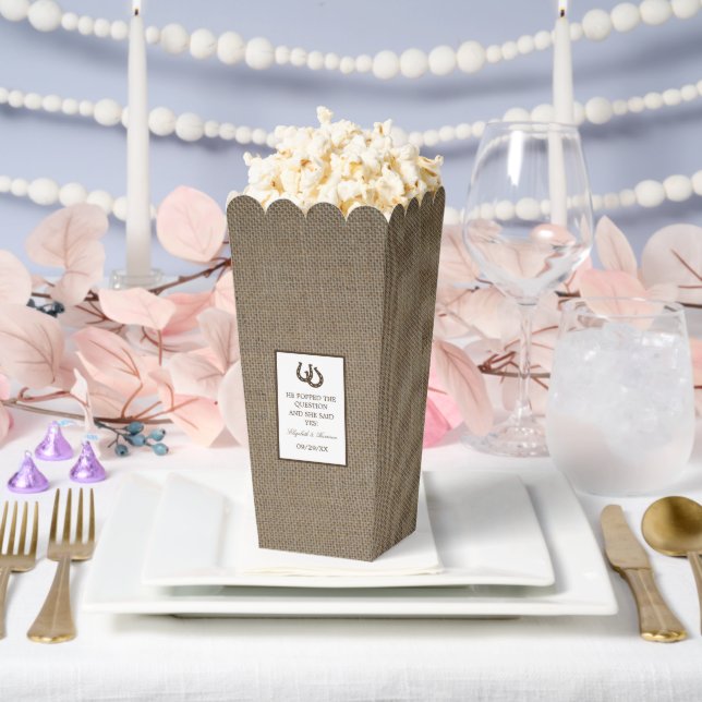 Caja Para Regalos Rústico Herradura Del País En El Boda Burlap (Boda)