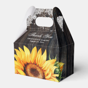 Caja Para Regalos Rústico país Boda de girasoles gracias