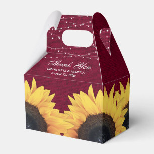 Caja Para Regalos Rústico País Borgoña Boda del girasol