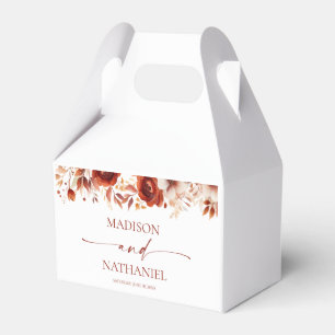 Caja Para Regalos Rusty Burgundy Brown Boda de Flor Floral