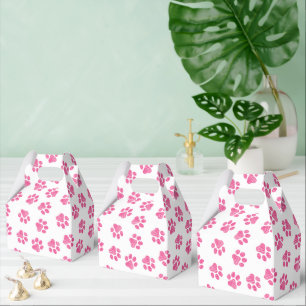 Caja Para Regalos Rutas de perro, garras de perro, garras rosadas