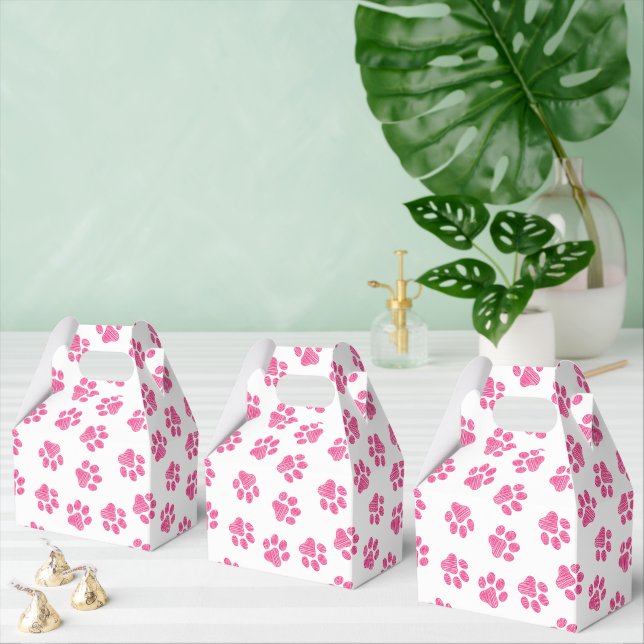 Caja Para Regalos Rutas de perro, garras de perro, garras rosadas (Múltiple)
