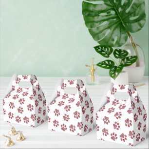 Caja Para Regalos Rutas de perro, garras de perro, patas de borgoña