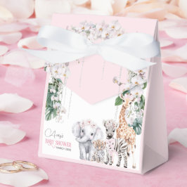 Caja Para Regalos Safari Animal Tropical Flor Rosa Baby Shower