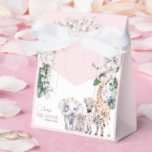 Caja Para Regalos Safari Animal Tropical Flor Rosa Baby Shower (Boda)