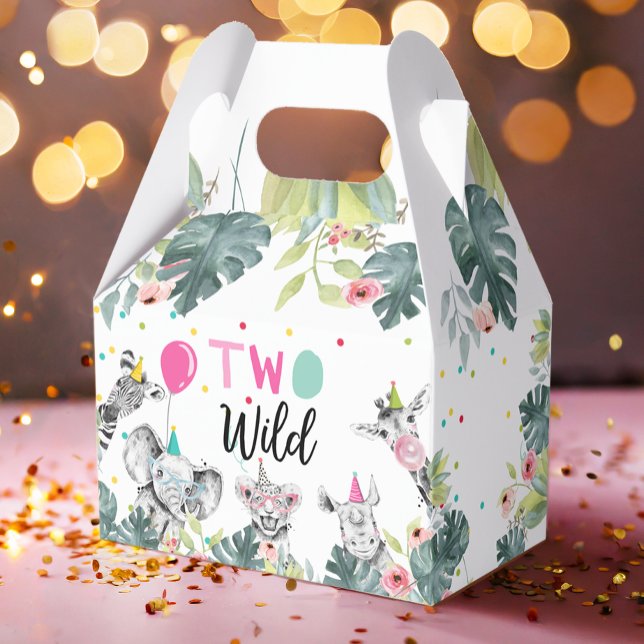 Caja Para Regalos Safari Animales Dos Chicas Rosa De Cumpleaños Salv (Subido por el creador)