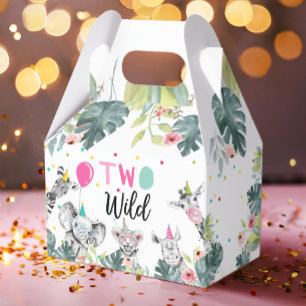 Caja Para Regalos Safari Animales Dos Chicas Rosa De Cumpleaños Salv