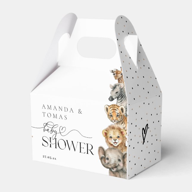 Caja Para Regalos Safari Animals Baby Shower moderno (Front Side)