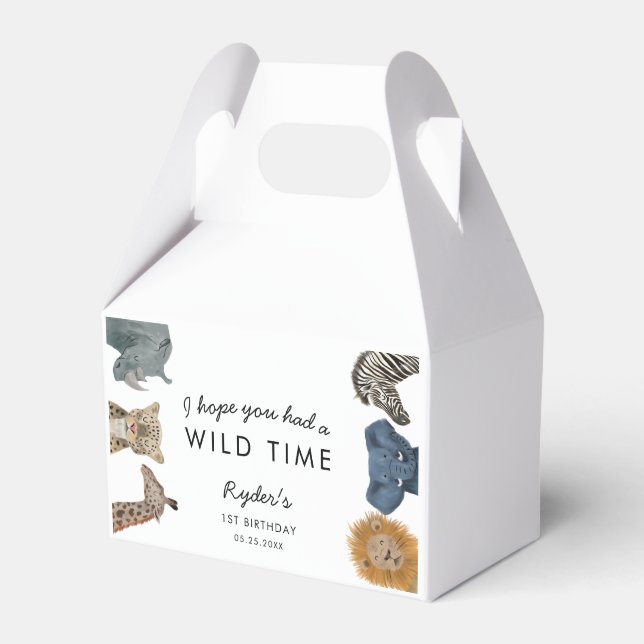 Caja Para Regalos Safari Animals Fiesta de Cumpleaños Tiempo Salvaje (Front Side)