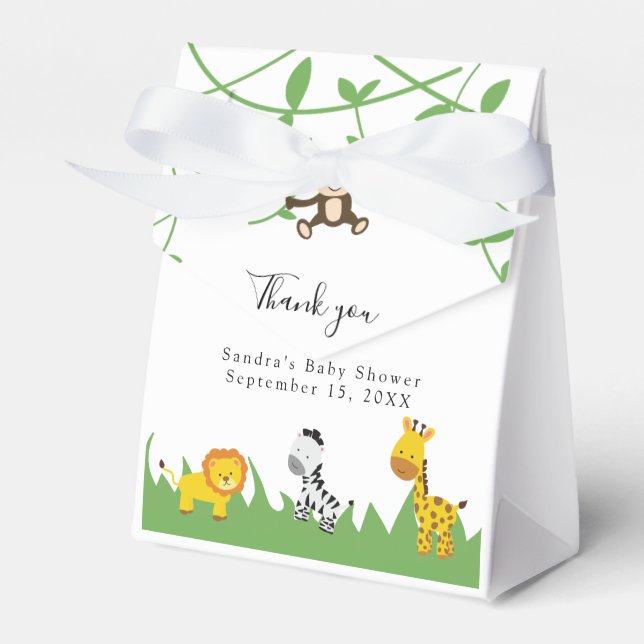Caja Para Regalos Safari Baby Shower mata a animales de la jungla ne (Front Side)