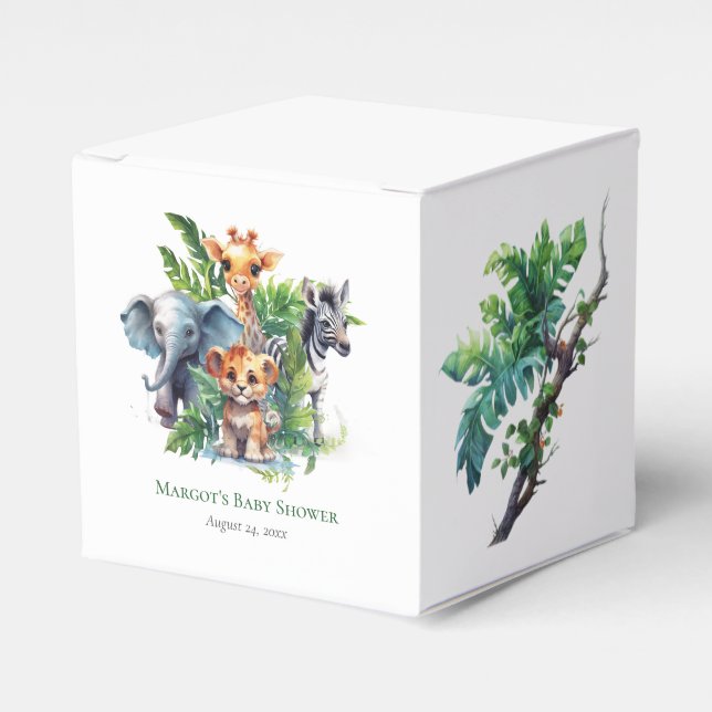 Caja Para Regalos Safari de la selva animales tropicales a favor de  (Costado Anverso)