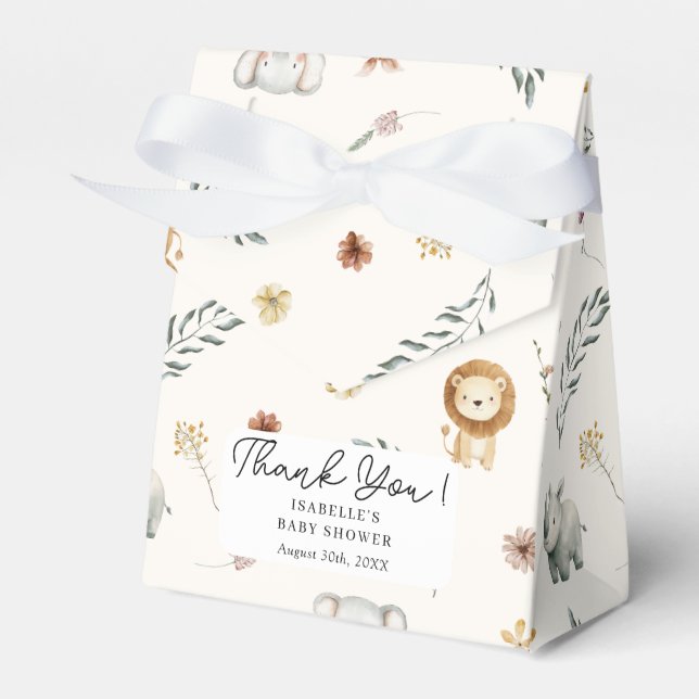 Caja Para Regalos Safari Jungle Animales Género Neutral Baby Shower (Front Side)
