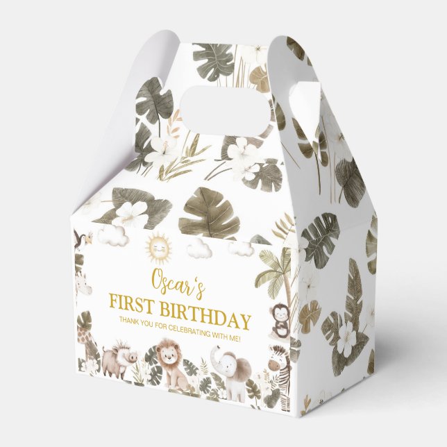 Caja Para Regalos Safari Jungle Animals Birthday Party Favor Box (Front Side)