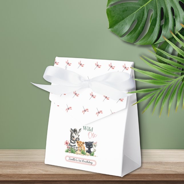 Caja Para Regalos Safari Jungle Wild One Zoo Animals Cumpleaños (Safari Jungle Wild One Dragonflies Animals Birthday Favor Bag)