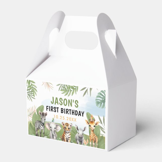 Caja Para Regalos Safari Wild One First Boy Cumpleaños (Front Side)