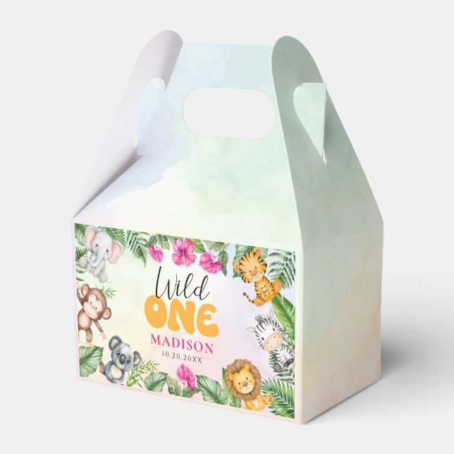 Caja Para Regalos Safari Wild One First Chica Birthday (Front Side)
