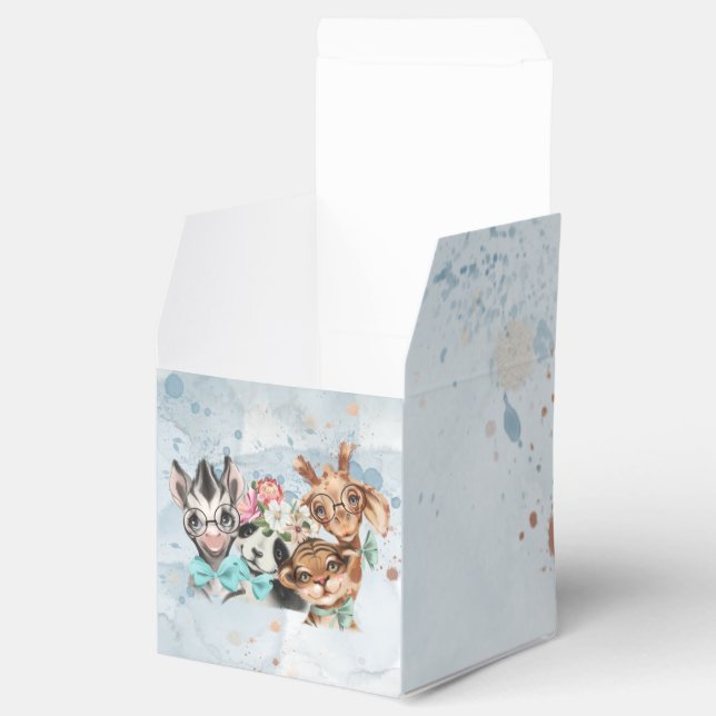 Caja Para Regalos Safari Wildone baby ducha invitación azul (Abierto)