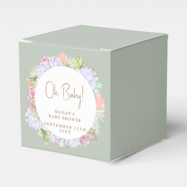 Caja Para Regalos Sage Green Boho Cactus Desert Baby Shower (Costado Anverso)