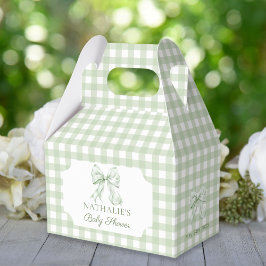 Caja Para Regalos Sage Green Bow Gingham Baby Shower