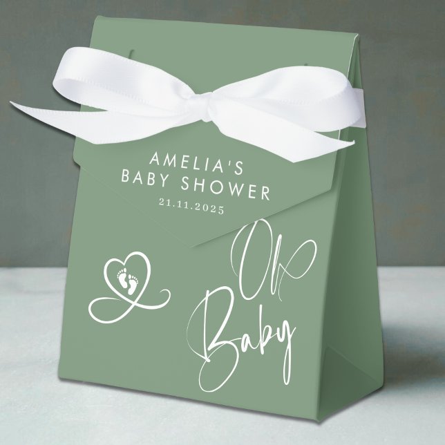 Caja Para Regalos Sage Green Elegant Script Baby Shower (Subido por el creador)