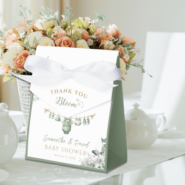 Caja Para Regalos Sage Green Floral Butterfly Thank You (Subido por el creador)