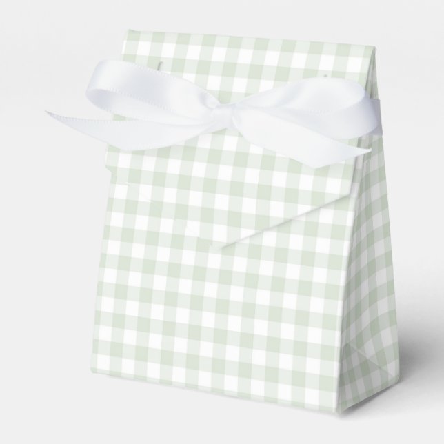 Caja Para Regalos Sage Green Gingham Baby Shower (Front Side)