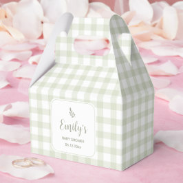 Caja Para Regalos Sage Green Gingham Baby Shower