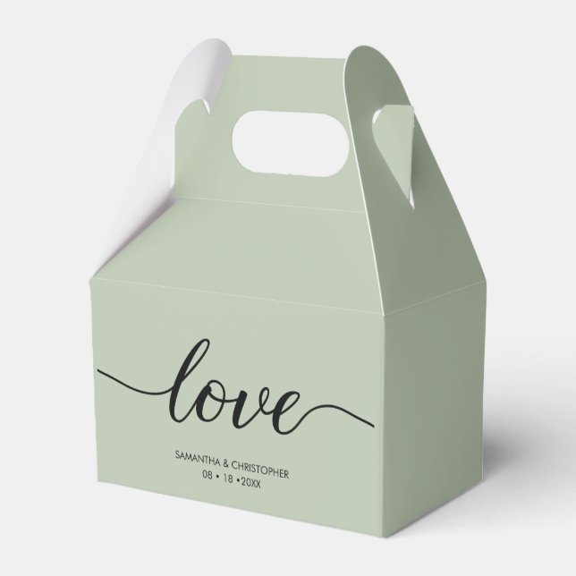 Caja Para Regalos Sage Green Modern Love Script Boda Gracias (Reverso)