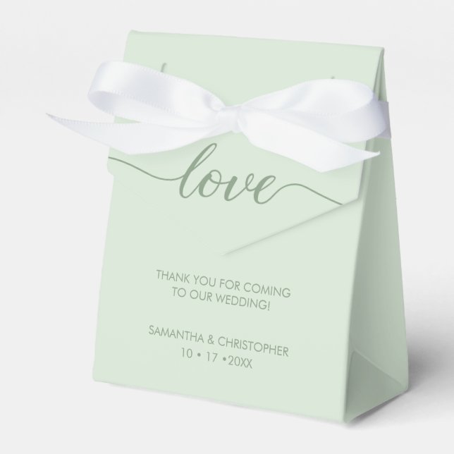 Caja Para Regalos Sage Green Modern Love Script Boda Personalizado (Front Side)