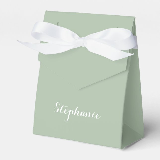 Caja Para Regalos Sage Green Name Modern Elegant Monograma Boho (Front Side)