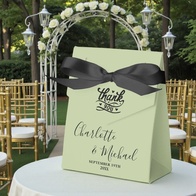 Caja Para Regalos Sage Green Script Minimalist Wedding (Subido por el creador)