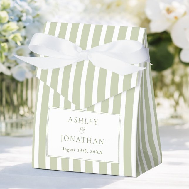 Caja Para Regalos Sage Green Striped Wedding (Subido por el creador)