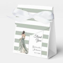 Caja Para Regalos Sage Green Stripes Watercolour Bridal Bridal Showe