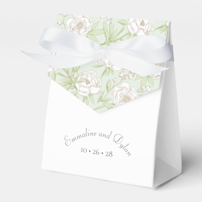 Caja Para Regalos Sage Green White Rose Wedding (Front Side)