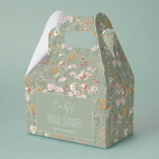 Caja Para Regalos Sage Green Wildflower Boho Bridal Shower Garden (Subido por el creador)