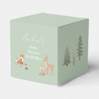 Caja Para Regalos Sage Green Woodland Animal Baby Shower 