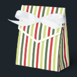 Caja Para Regalos Sage, Moss, Red y Ivory Stried<br><div class="desc">Caja de favores rayada de sabio,  musgo,  rojo y marfil con corbata de cinta. Perfecto para todos los temas de decoración de regalo; sencillo/minimalista a máximo según los adornos adicionales.</div>