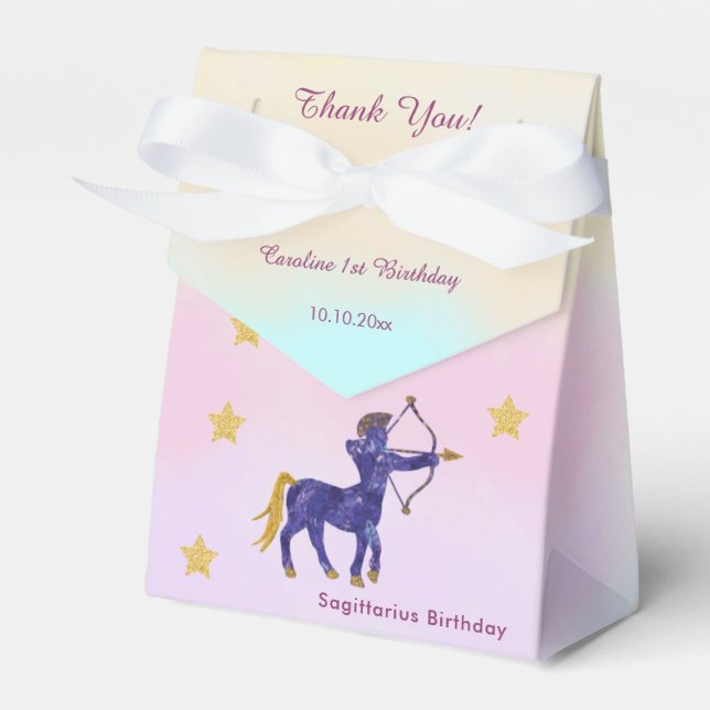 Caja Para Regalos Sagitario Acuarela Celestial | 1er Cumpleaños (Front Side)