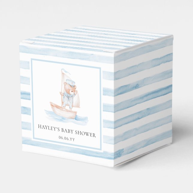 Caja Para Regalos Sailor Bear Blue Stripe Baby Shower (Costado Anverso)