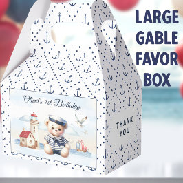 Caja Para Regalos Sailor Náutico Primer Cumpleaños Grande Gable