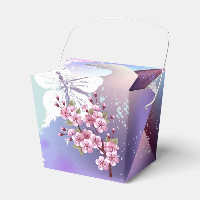 Caja Para Regalos Sakura rosa sobre fondo de pintura (Front Side)