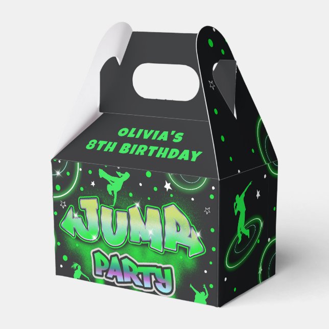 Caja Para Regalos Saltar Neon Trampoline Birthday Party Favor Box (Front Side)