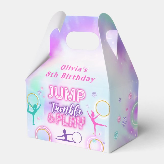 Caja Para Regalos Salto Tumble Play Chica Cumpleaños Party Favbox (Front Side)